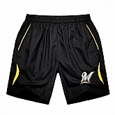 Men's Milwaukee Brewers Black Gold Stripe MLB Shorts,baseball caps,new era cap wholesale,wholesale hats